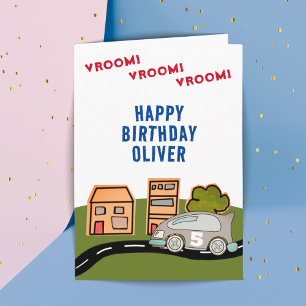 Vroom Vroom Racende Auto Weg Huis Verjaardag Kaart