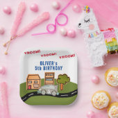 Vroom Vroom Racing Road House Boy Birthday Papieren Bordje (Feest)