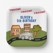 Vroom Vroom Racing Road House Boy Birthday Papieren Bordje (Voorkant)