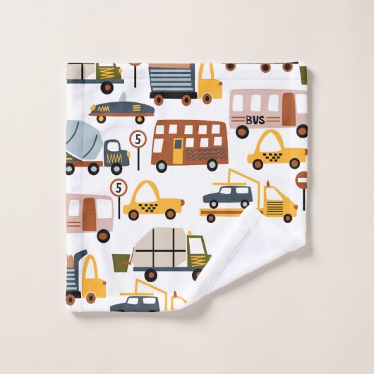 Vroom. Vroom. Tjonge auto en vervoerspatroon Bad Handdoek (Wasdoekje)