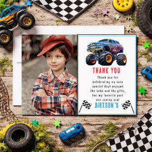 Vroom Zoom Monster Truck Boom 1e Verjaardagsfees Bedankkaart