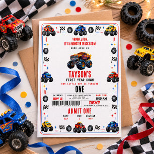 Vroom Zoom Monster Truck Boom 1e Verjaardagsfees Kaart