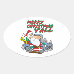 vrory kerst yall redneck santa ovale sticker