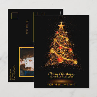 Vrory kerstboom Glitter Black serie Foto Feestdagenkaart