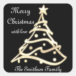 Vrory kerstboom Happy New Year Black Gold Vierkante Sticker