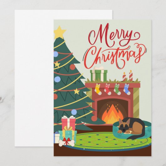 Vrory KerstDuitse Shepherd Dog Fireplace mas Feestdagenkaart (Voorkant / Achterkant)