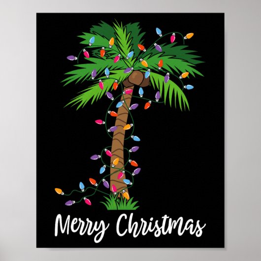 Vrory kerstlampjes palm Beach Pajama Poster (Voorkant)