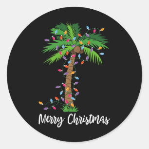 Vrory kerstlampjes palm Beach Pajama Ronde Sticker