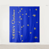 Vrory Kerstmis Gold Blue Photo Booth Backdrop Wandkleed (Voorkant)