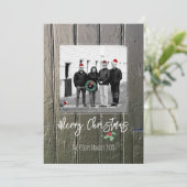 Vrory Kerstmis Holly Barn Deuren Foto naam Feestdagenkaart (Staand voorkant)