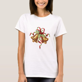 Vrory Kerstmis Holly Golden Bell Red Bow T-shirt