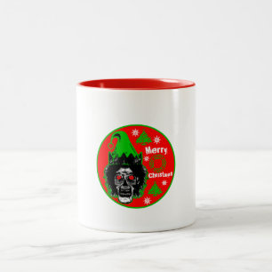 Vrory Kerstmis Rood Eyes stijl 2 Tweekleurige Koffiemok