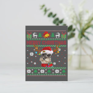 Vrory Kerstmis Ugly Dog Schnauzer Santa Hat Briefkaart