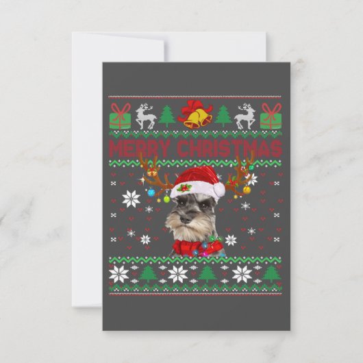 Vrory Kerstmis Ugly Dog Schnauzer Santa Hat RSVP Kaartje (Voorkant)