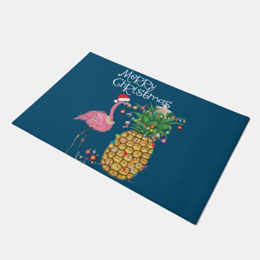 Vrory Kerstroze flamingo kerst Deurmat (Schuin)