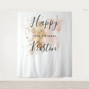 Vrouw 50ste verjaardag Photo Booth Achtergrond Wandkleed