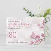 Vrouw 80e verjaardag | Mauve Magnolias Kaart (Staand voorkant)