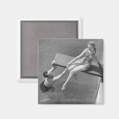 Vrouw aan de duikplank magneet (Voorkant / Achterkant)