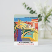Vrouw aan de kust van Bournemouth, Engeland, vinta Briefkaart (Staand voorkant)