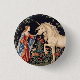 Vrouw aan de Licorne Ronde Button 3,2 Cm