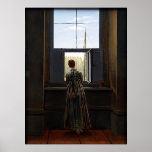 Vrouw aan een raam poster (Voorkant)