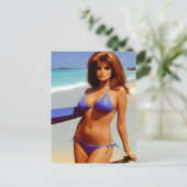 Vrouw aan het Briefkaart van de Beach (Staand voorkant)