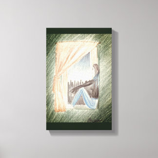 "Vrouw aan het raam" kunst op doek Canvas Afdruk