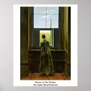 Vrouw aan het raam van Caspar David Friedrich Poster