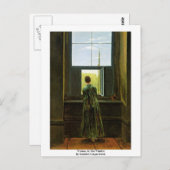 Vrouw aan het raam van Friedrich Caspar David Briefkaart (Voorkant / Achterkant)