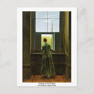 Vrouw aan het raam van Friedrich Caspar David Briefkaart