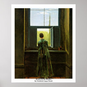 Vrouw aan het raam van Friedrich Caspar David Poster