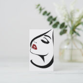 Vrouw aangezicht rode lippen lange wimpers visitekaartje (Staand voorkant)