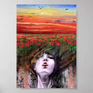 Vrouw Aarde - Natuur - Origineel Kunstschilderij Poster