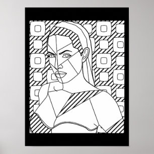 Vrouw abstract Lijn Art Illustratie Kleurplaat Poster