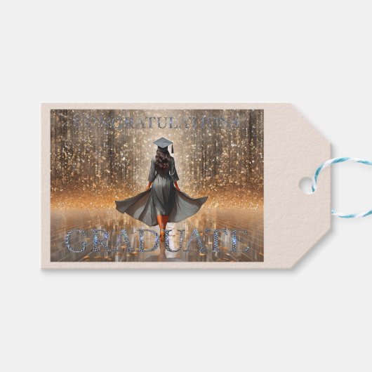 Vrouw Afstuderen gefeliciteerd Cadeaulabel (Voorkant (Horizontaal))