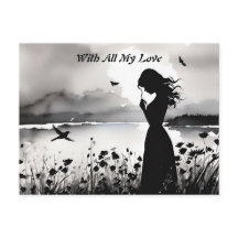 Vrouw Alleen Met Gedachten Van Liefde