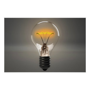Vrouw Angel in Lightbulb Perfect Poster