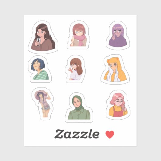 Vrouw Anime Stickers (Vel)