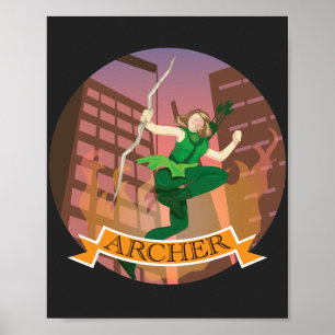 Vrouw Archer Illustration Poster