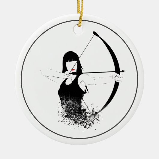 Vrouw Archer Keramisch Ornament (Voorkant)