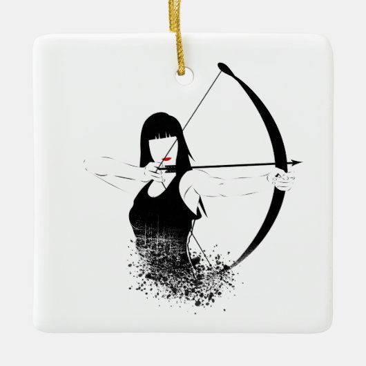 Vrouw Archer Keramisch Ornament (Voorkant)