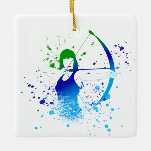Vrouw Archer Paint Splash Keramisch Ornament (Voorkant)