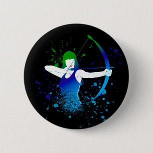 Vrouw Archer Paint Splash Ronde Button 5,7 Cm