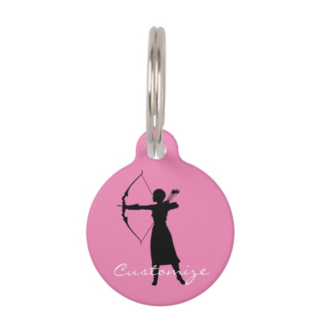 Vrouw Archer Silhouette Thunder_Cove Huisdierpenning (Voorkant)