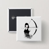 Vrouw Archer Vierkante Button 5,1 Cm (Voorkant /achterkant)