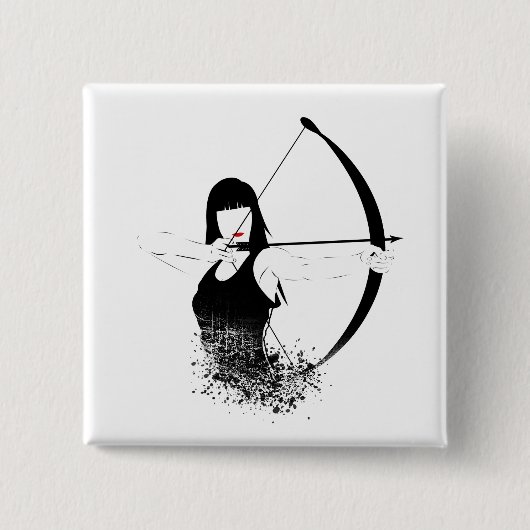 Vrouw Archer Vierkante Button 5,1 Cm (Voorkant)