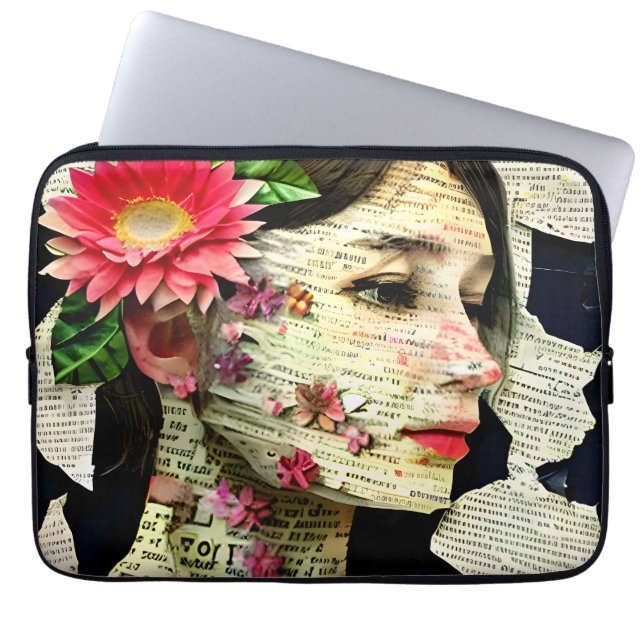  vrouw Art Collage Laptop Sleeve (Voorkant)