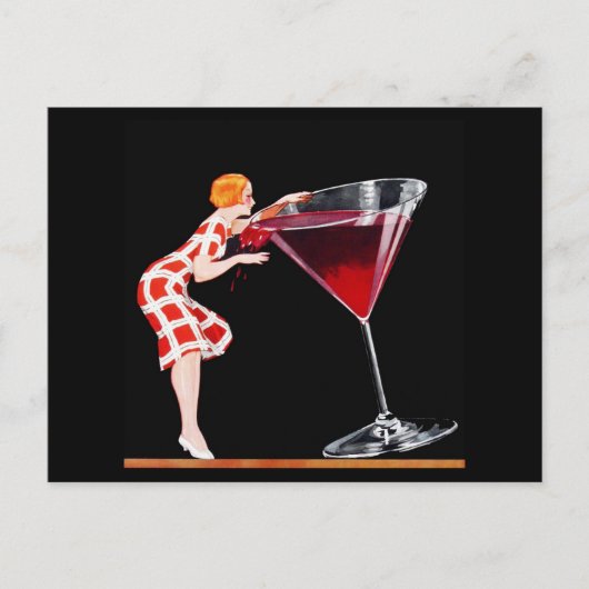Vrouw Art Deco Cocktail Retro  stijl Briefkaart (Voorkant)