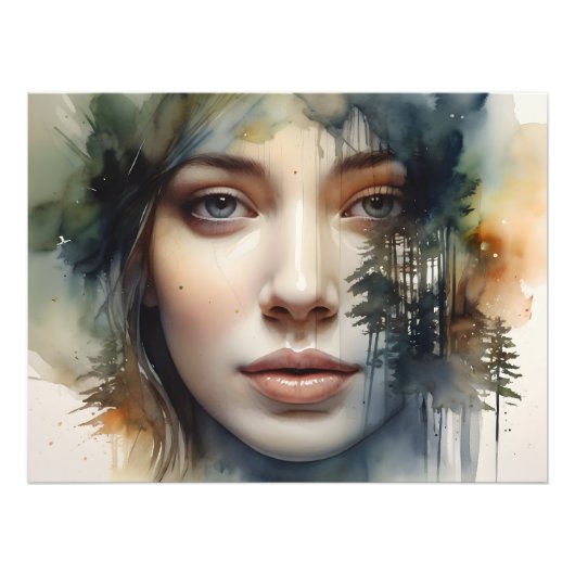 Vrouw art dubbele belichting foto afdruk (Voorkant)