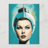 Vrouw Astronaut Briefkaart (Voorkant)